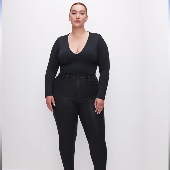 Good American black coated skinny jeans size 14 - Picture 1 of 2